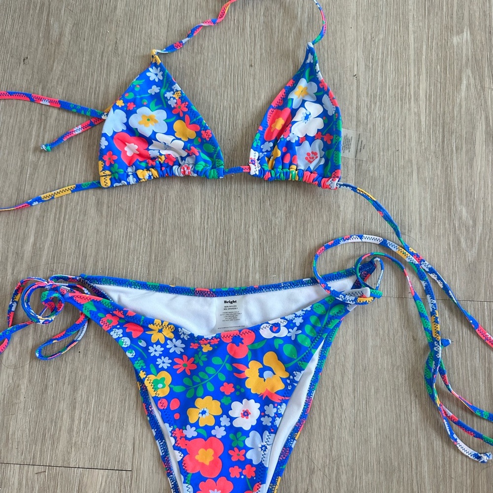 Floral Kids Swim Set - Blue and Multicolor
